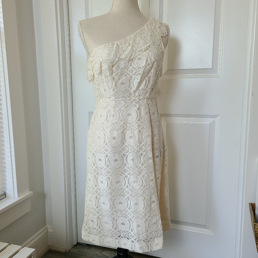 Lace One Shoulder Dress | Rehearsal Dinner Ivory